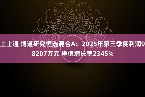 上上通 博道研究恒选混合A:2025年第三季度利润98207万元 净值增长率2345%